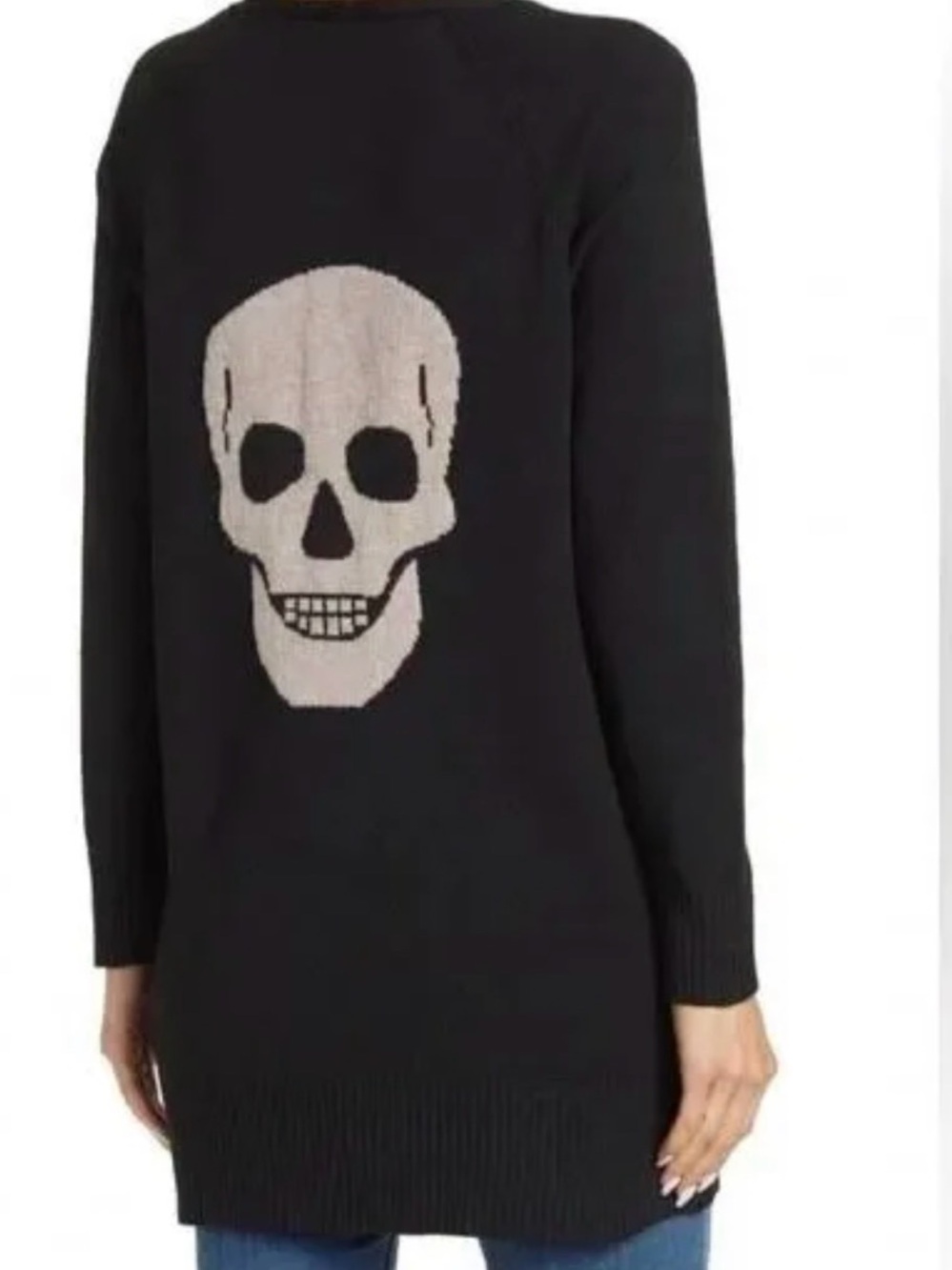 Black Skull Longline Women's Sweater